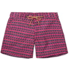 Thorsun - Leaf Slim-Fit Short-Length Printed Swim Shorts - Purple