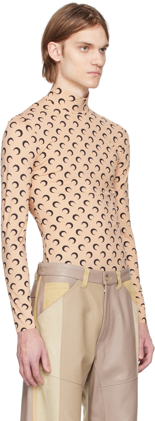 Marine Serre Tan Printed Turtleneck