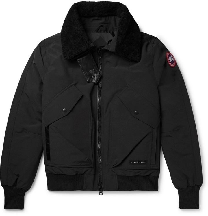 Photo: Canada Goose - Bromley Shearling-Trimmed Canvas Down Bomber Jacket - Men - Black