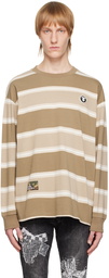 AAPE by A Bathing Ape Beige Striped Long Sleeve T-Shirt