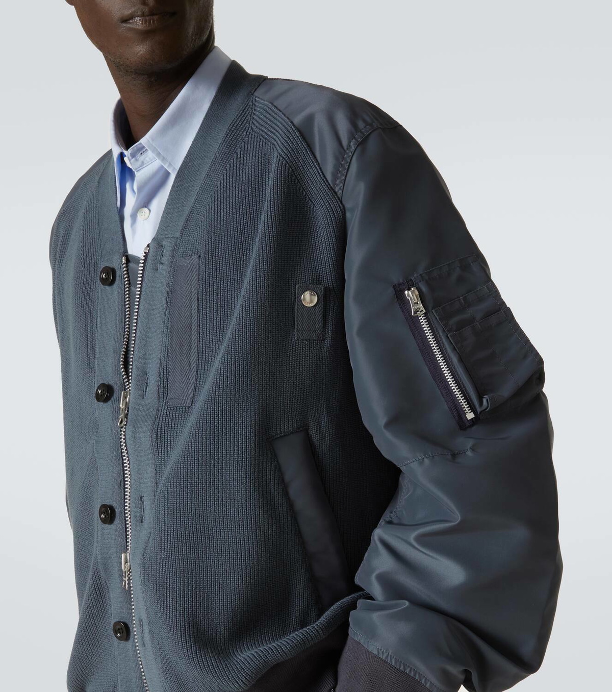 Sacai Double Faced Silk Cotton Shirt Blouson 600048459owt main image 0