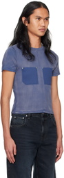 Dion Lee Blue Sprayed Shrunken Rivet T-Shirt