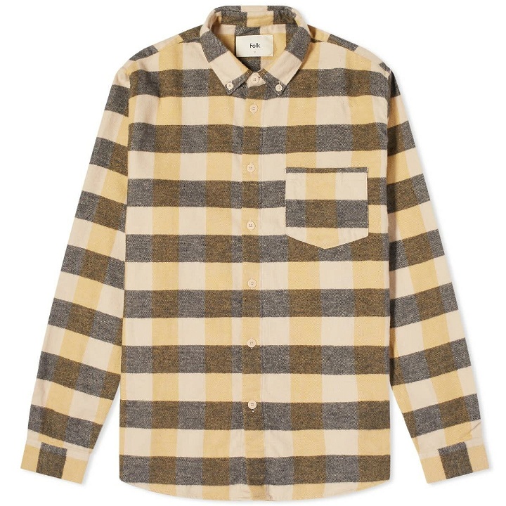 Photo: Folk Men's Relaxed Fit Shirt in Gold Flannel Check