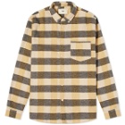Folk Men's Relaxed Fit Shirt in Gold Flannel Check