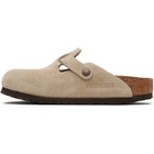 Birkenstock Taupe Regular Boston Soft Footbed Suede Leather Loafers