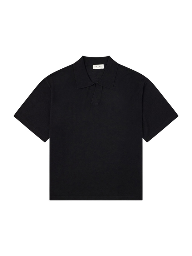 Photo: FRAME - Knitted Cotton Polo Shirt - Black