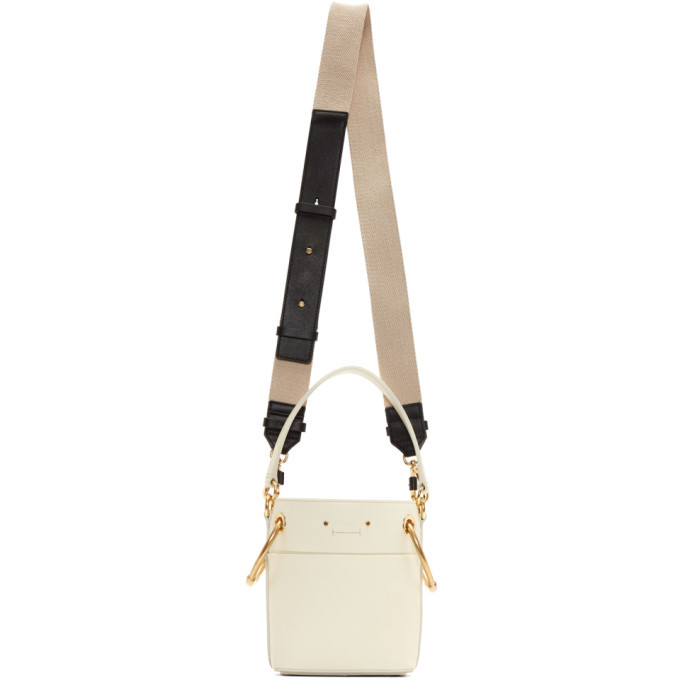 Chloe Roy Bucket Bag Cream Leather Small Crossbody Shoulder Bag