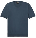 TOM FORD - Slim-Fit Silk and Cotton-Blend T-Shirt - Blue