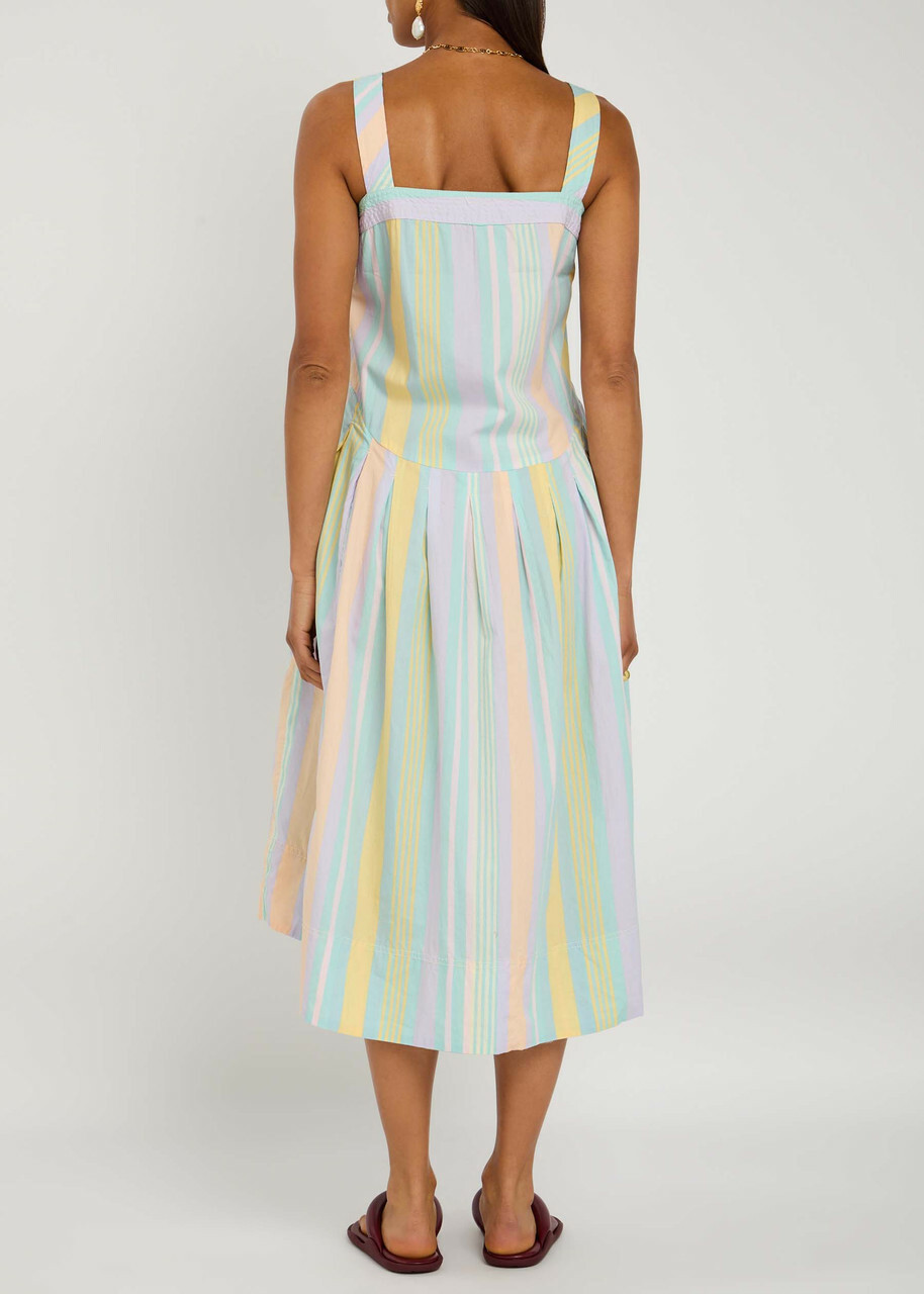 Free People Primavera Stripe Cotton Midi Dress Blue
