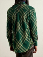 Burberry - Oversized Button-Down Collar Checked Wool-Flannel Shirt - Green