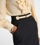 Valentino Belted wool and silk midi skirt