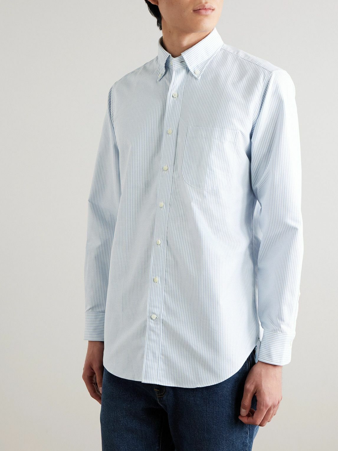 Sid Mashburn - Button-Down Collar Striped Cotton Oxford Shirt - Blue