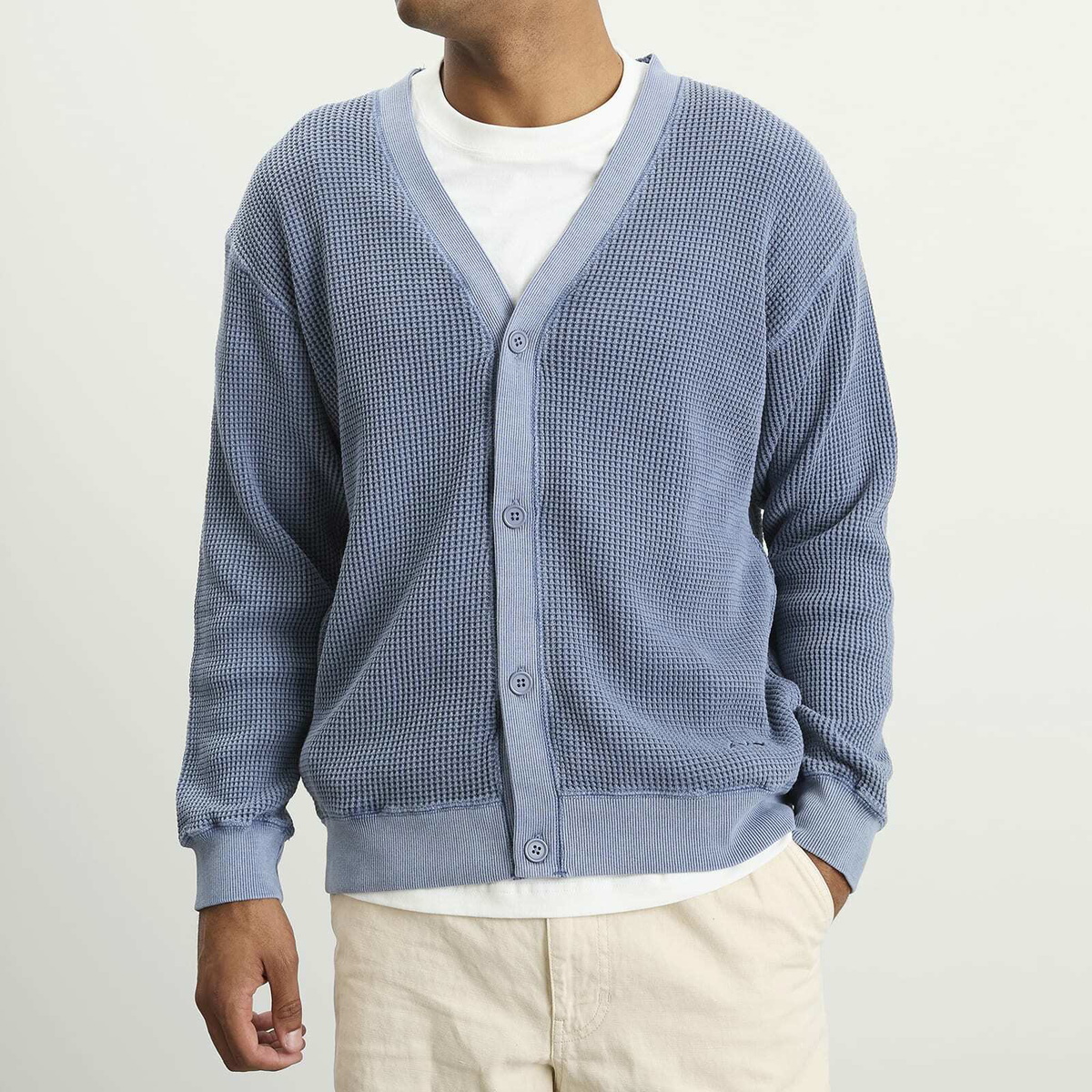 Manastash Men's Heavy Snug Thermal Cardigan in Blue Grey