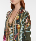 Camilla Embellished floral silk beach cover-up