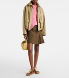 Loewe Leather-trimmed cotton-blend wrap skirt