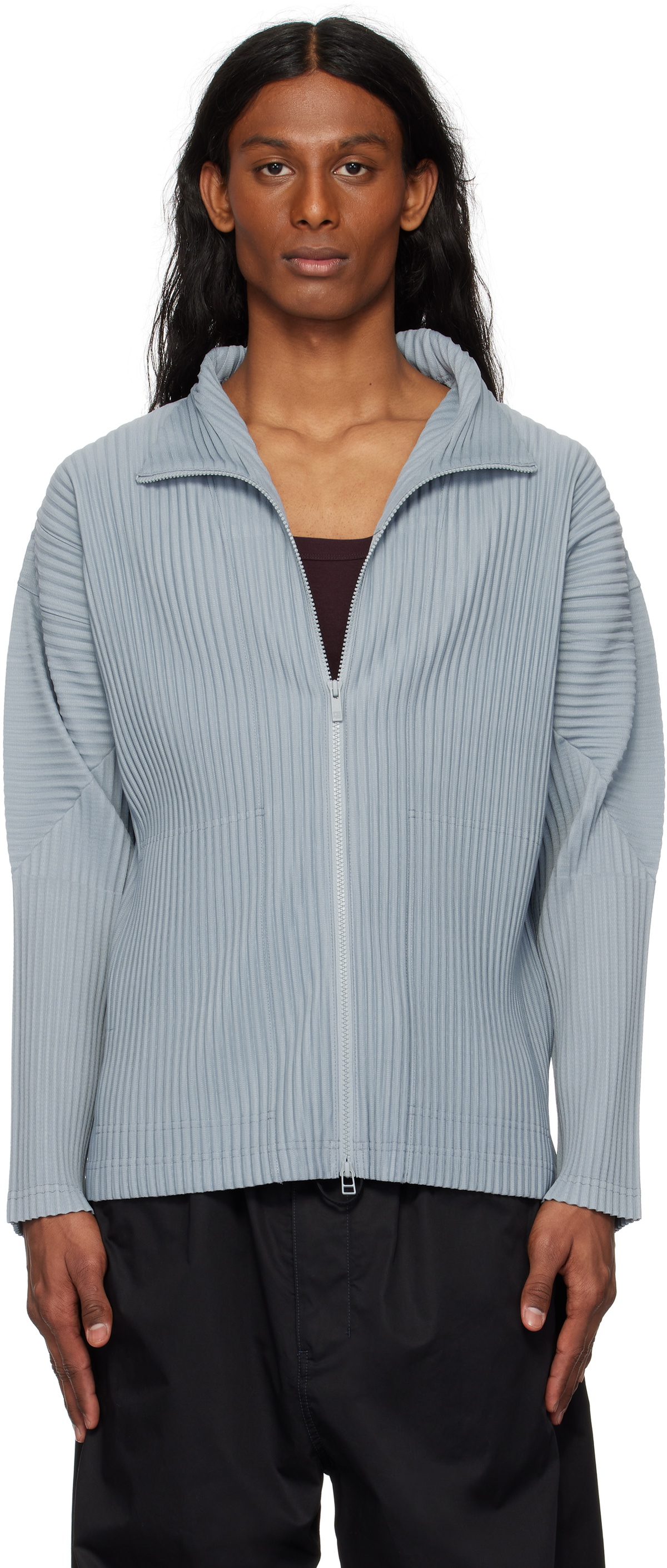 Homme Plissé Issey Miyake Men's Pleated Cardigan in Homme Plissé Issey Miyake Men's Pleated Cardigan in