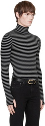 Ernest W. Baker Black Striped Turtleneck