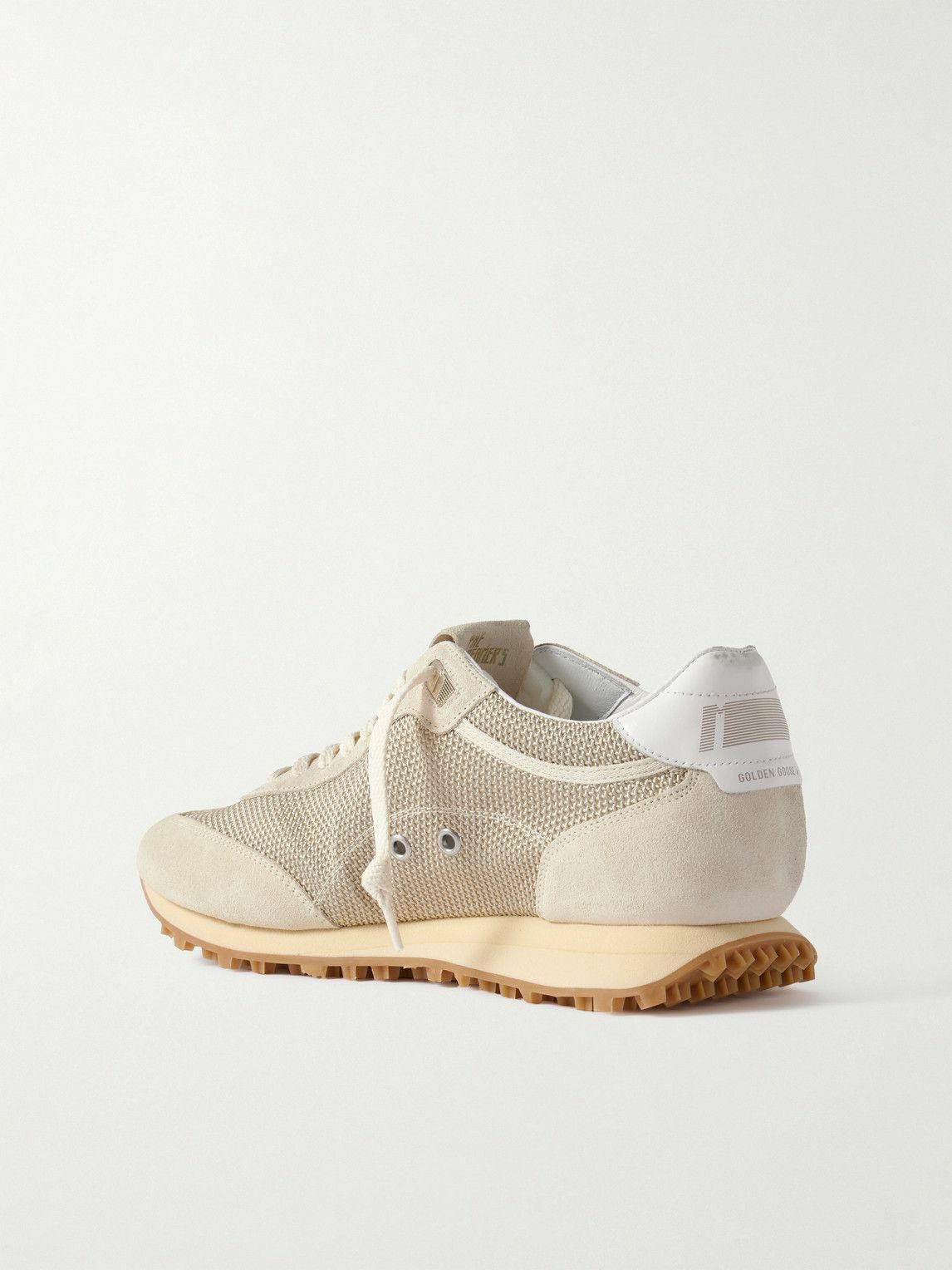 Golden Goose - Marathon Distressed Suede-Trimmed Printed Mesh Sneakers - Neutrals