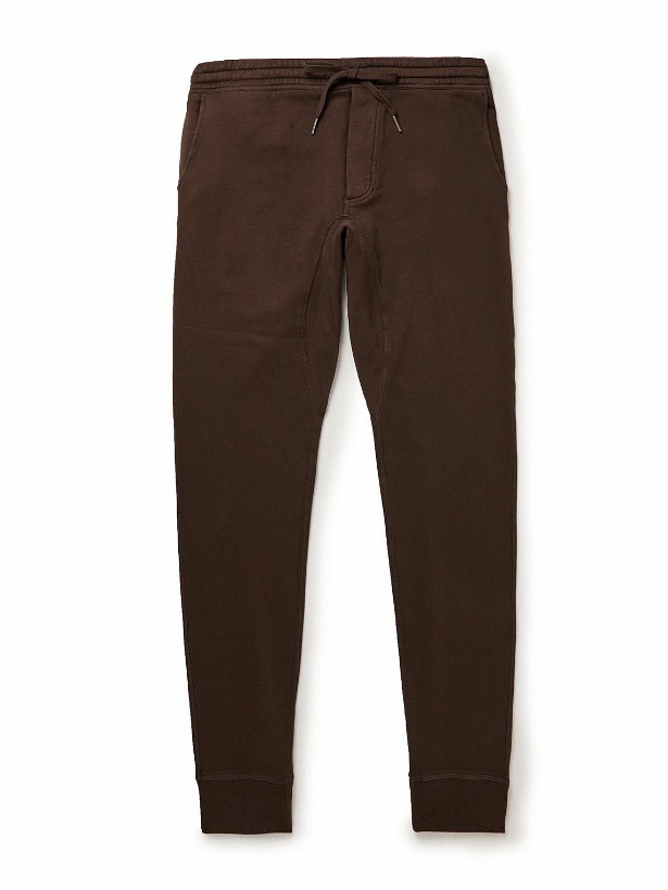 Photo: TOM FORD - Tapered Garment-Dyed Cotton-Jersey Sweatpants - Brown