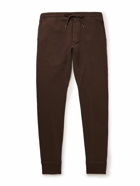 TOM FORD - Tapered Garment-Dyed Cotton-Jersey Sweatpants - Brown