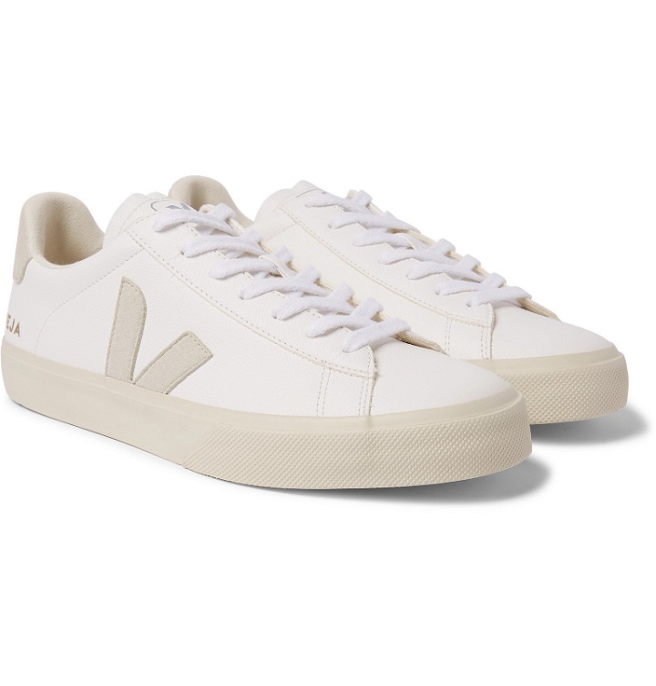 Photo: Veja - Campo Suede-Trimmed Leather Sneakers - White