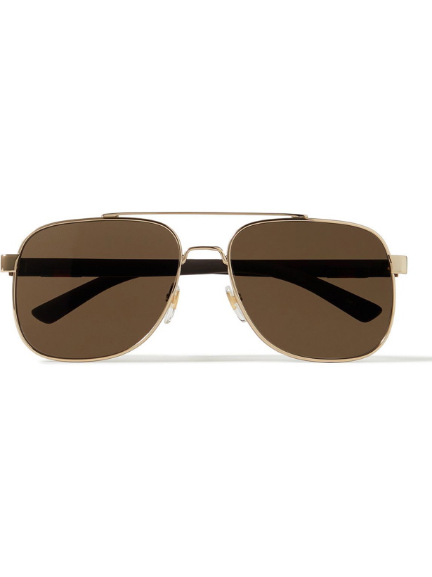 Photo: Gucci Eyewear - Aviator-Style Gold-Tone and Rubber Sunglasses