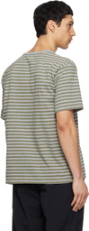 nanamica Khaki & Gray COOLMAX Stripe Jersey T-shirt