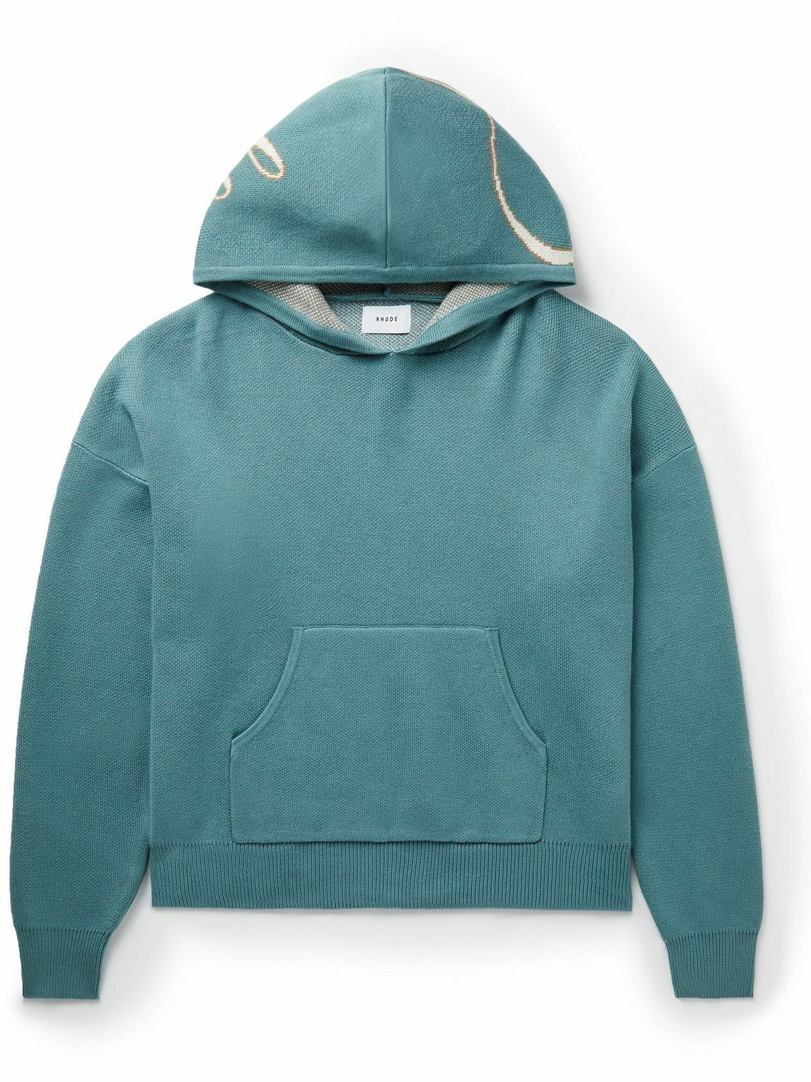 Hooded all over logo cotton jacquard fleece sweatshirt