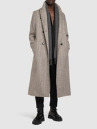 AMI PARIS Double Breasted Herringbone Wool Coat