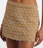 Valentino Open-knit linen-blend lamé miniskirt