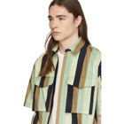 Sunnei Brown and Green Multi Stripes Velcro Shirt
