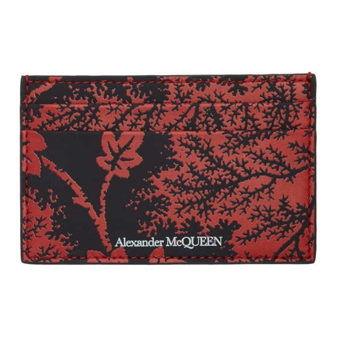 Photo: Alexander McQueen Black and Red Ivy Print Card Holder