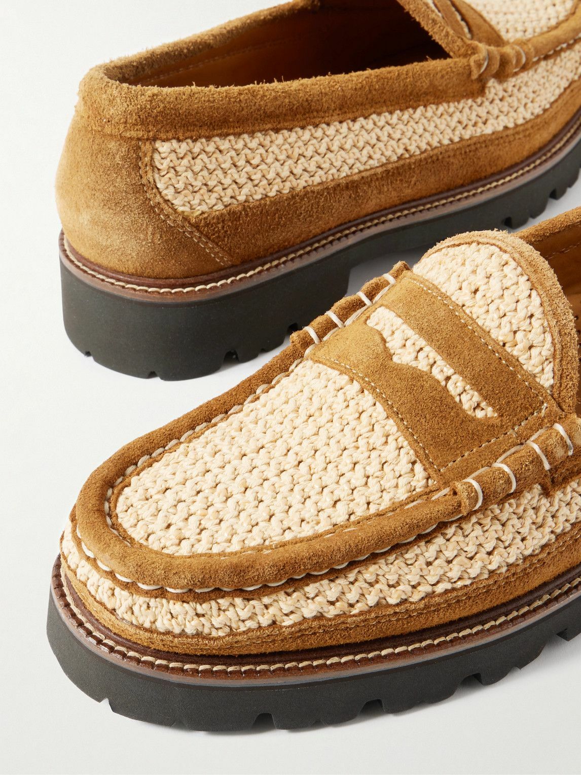 G.H. BASS - Corridor Larson Weejuns Raffia and Suede Loafers - Brown