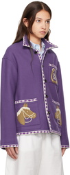 Bode Purple Bronco Appliqué Jacket