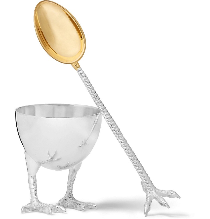 Photo: Asprey - Sterling Silver Egg Cup and Spoon Set - Silver