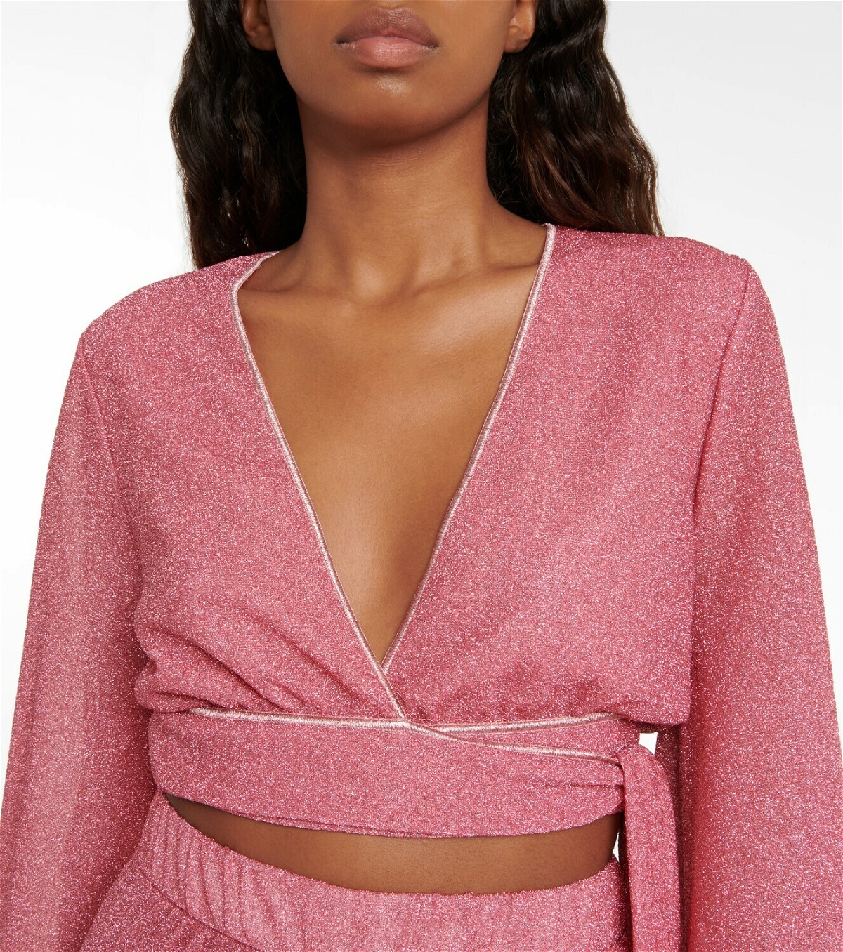 Oseree - Lumière feather-trimmed wrap top