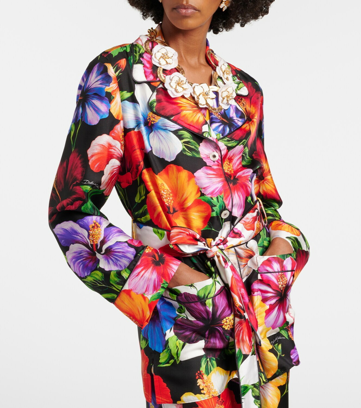 Dolce&Gabbana Floral belted silk shirt