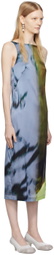 Serapis Blue & Khaki Open Back Midi Dress