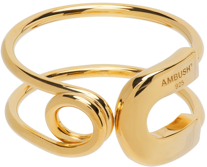 AMBUSH Gold Safety Pin Ring Ambush