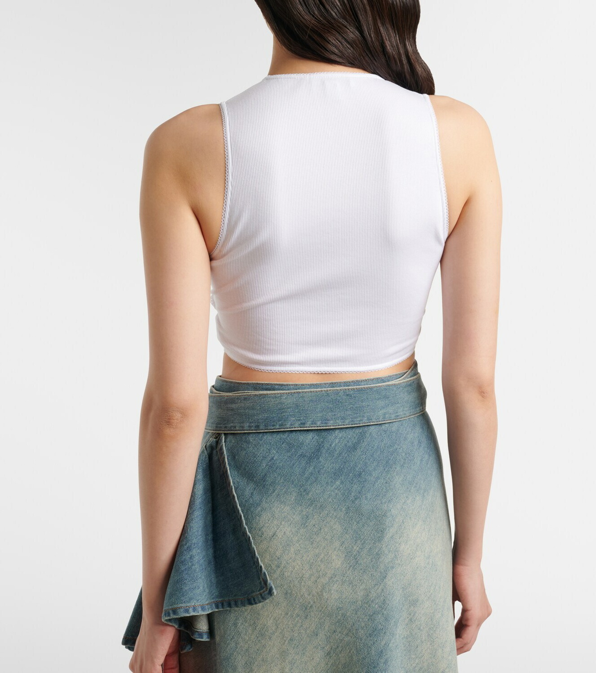 Alaïa Ribbed-knit jersey crop top