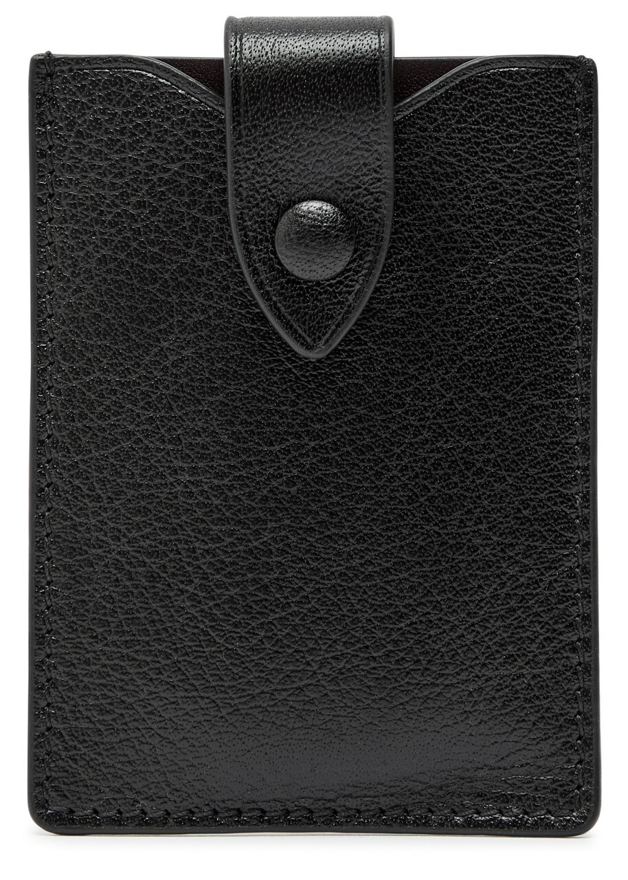 Metier Grained Leather Card Holder - Black - One Size