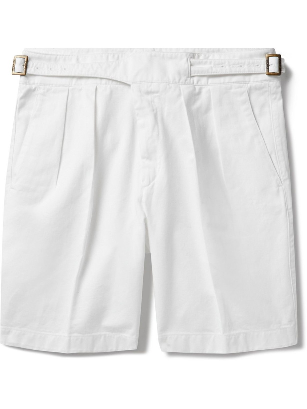 Photo: Rubinacci - Manny Straight-Leg Garment-Dyed Pleated Cotton-Twill Shorts - White