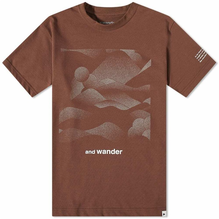 Photo: And Wander Men's Mountain Camo T-Shirt in Brown