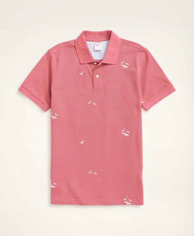 Photo: Brooks Brothers Men's Original Fit Stretch Polo Shirt with Seagull Embroidery | Red