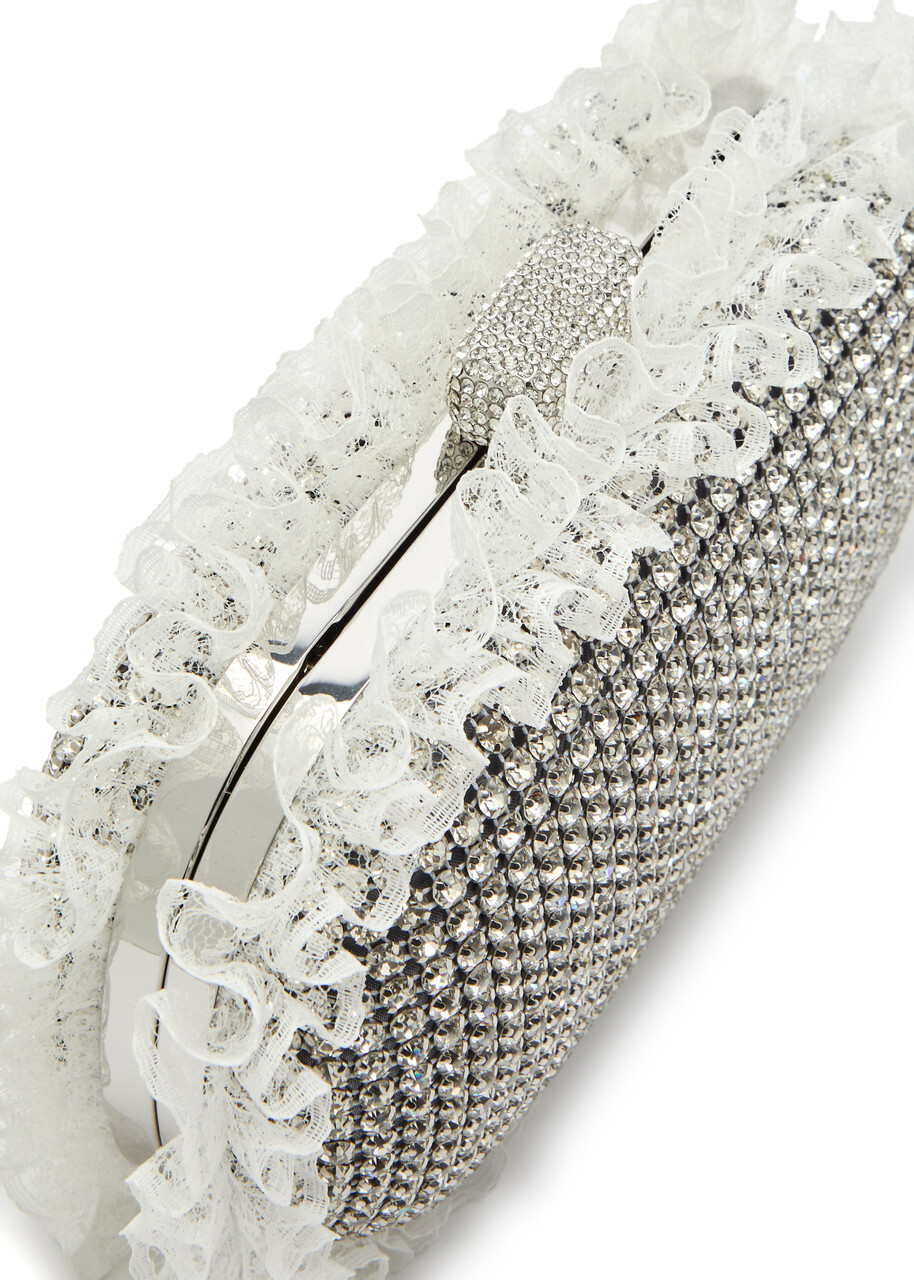 Self-portrait X Christopher Kane Lace and Crystal-embellished box Clutch - Silver - One Size