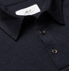 Mr P. - Slim-Fit Mélange Wool-Jersey Polo Shirt - Blue