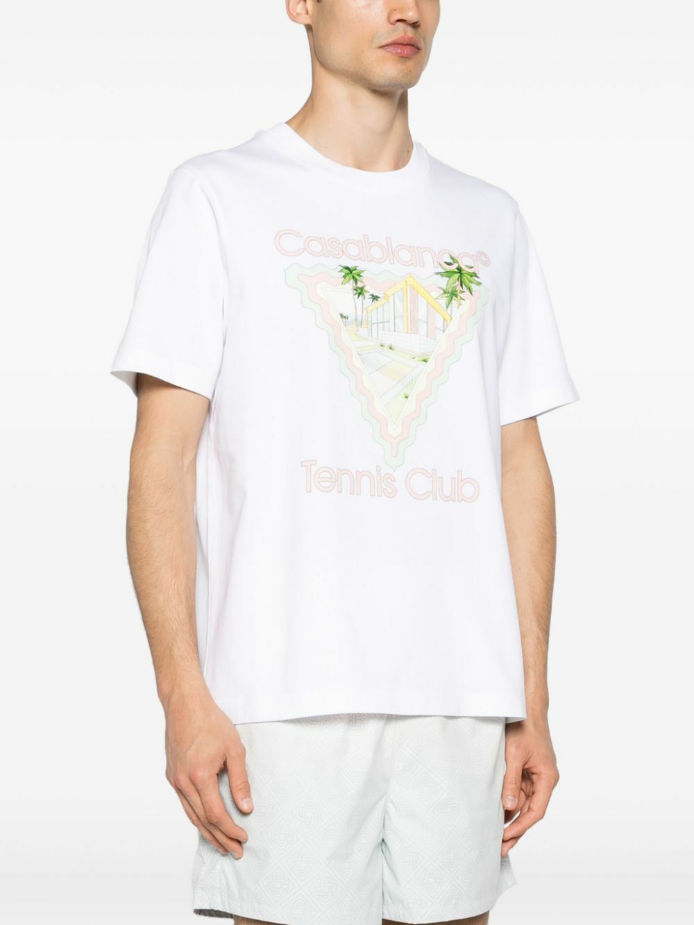 Casablanca White Tennis Club Print Organic Cotton T-Shirt