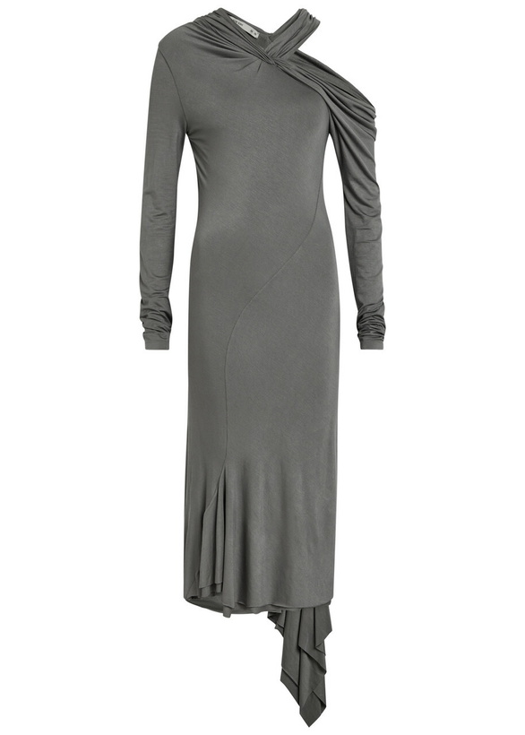 Photo: Aaron Esh Asymmetric Jersey Midi Dress Grey