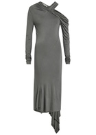 Aaron Esh Asymmetric Jersey Midi Dress Grey