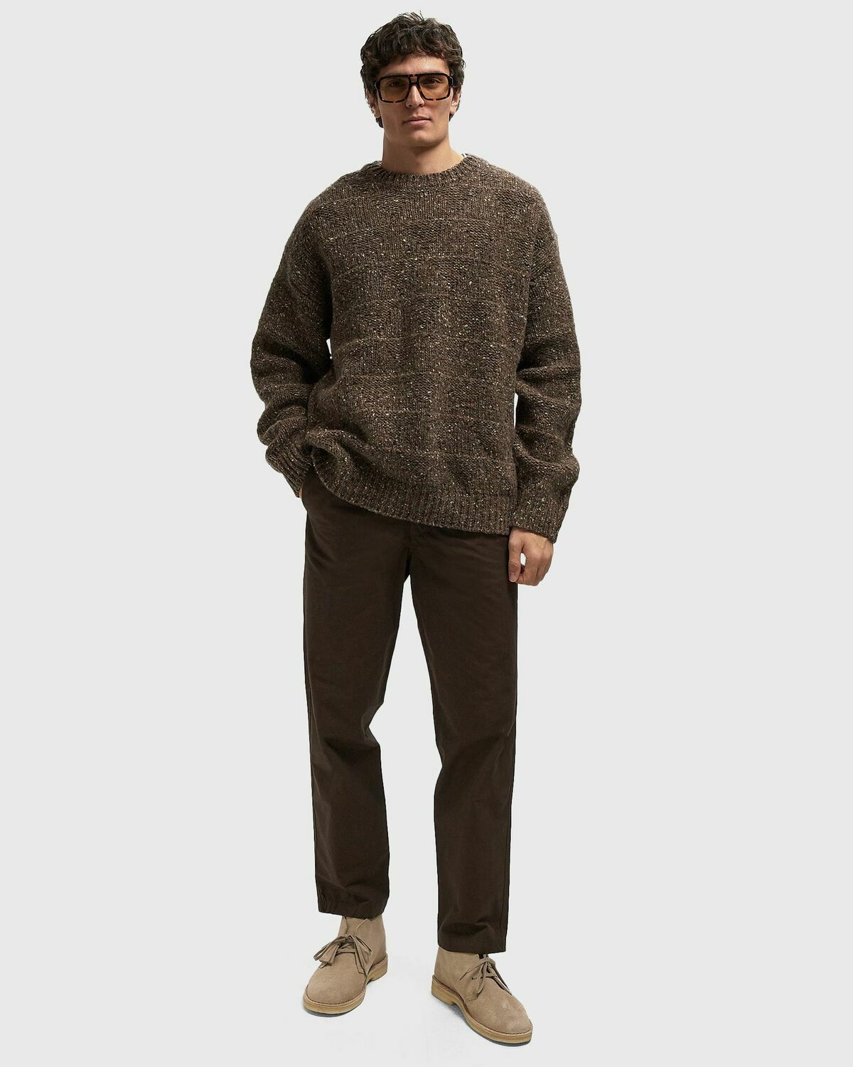 Norse Projects Jonas Donegal Diamond Sweater Brown Mens Pullover